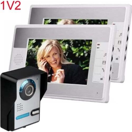 MOUNTAINONE 7" Wired Night Visual Video Door Phone Doorbell Intercom System Home Security TFT LCD Monitor Outdoor Camera 1V2