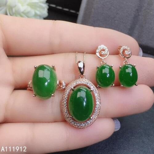 KJJEAXCMY fine jewelry natural Jasper 925 sterling silver women pendant necklace chain earrings ring set support test popular