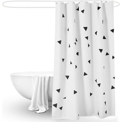 Not in/Triangle Pattern Hook Style Shower Curtain,99.9%Waterproof,Bathroom Thicken Mildewproof Fabric,Pure Copper Buttonhole