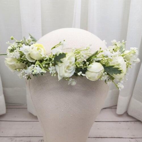 Gypsophila Rose Flowers Crown Festival Headband Women Hair Accessories Headdress Girl Floral Garland Wedding Floral Headwear