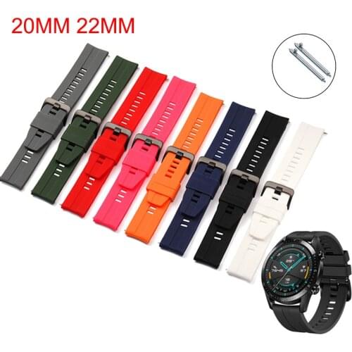 20MM 22MM Quick Release Straps For huawei watch gt 2 Silicone Watchband Samsung Watch 46mm 44mm 42 40mm Wristband Accessories