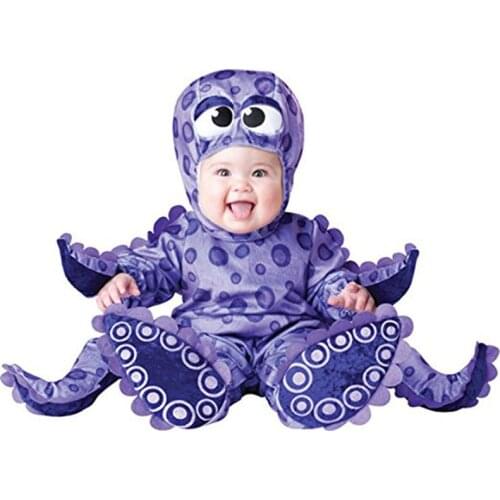 2021 Carnival Halloween Outfits Purple Octopus Baby Boys Girls Costume Animal Cosplay Rompers Jumpsuit Toddlers Infant Clothes