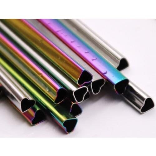 30# Metal Drinking Straws Heartshaped Reusable Straight Drinks Straws Stainless Steel Metal Strawc Leaning Brush Set Party Tool
