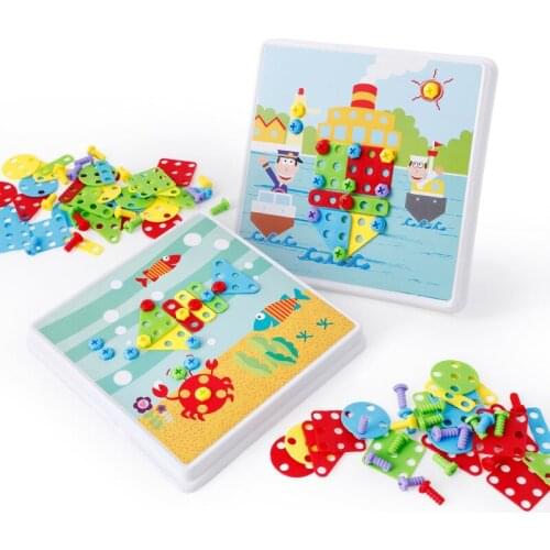 DIY Pattern 3D Puzzles Educational Toys For Children Screw And Nut Drawing Puzzle Kids Assemble Construction Designe Baby Toy