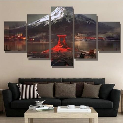 5 Panel Diamond Painting Mount Fuji Japan Drawing Painting Artwork Wall Art For Home Decor full,square,round embroidery mosaic