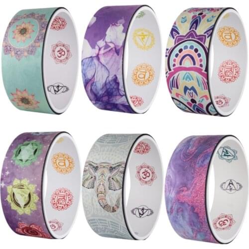 Chakras Mandala Pattern Yoga Wheel Natural Rubber Yoga Auxiliary Wheel Massage Wheel Back Bend Artifact Pilates Yoga Circle