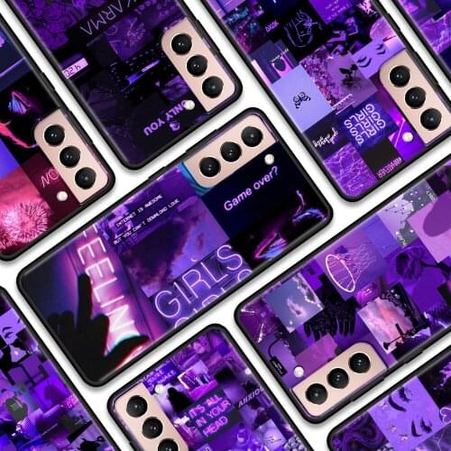 Phone case For Samsung Galaxy S21 Ultra S20 FE S10 Plus Lite S9 S10e cover shell Purple Love Aesthetic Art