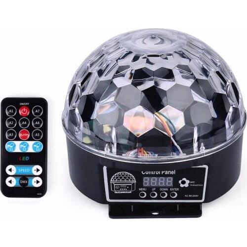 DJ 9 Colors 27W Crystal Magic Ball Led Stage Lamp Party Lights Sound Control Christmas Laser Projector 21 Modes Laser Light