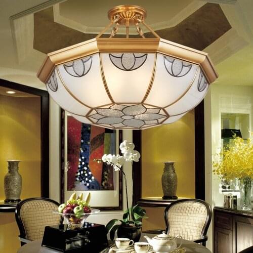 European copper ceiling light modern living room lamp retro dining room lights bedroom creative corridor aisle light ZL305