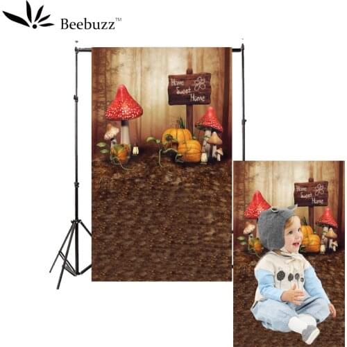 Beebuzz photo backdrop sweet home backgroung mushroom pumpkin 're slogan forest soil photophone