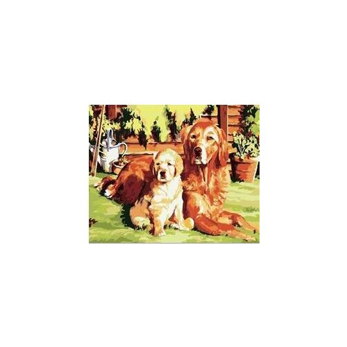 MaHuaf-W811 Dogs in paradise garden animal picture painting by numbers diy digital canvas oil painting home decor