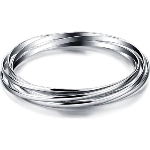Classical Simple 5 Five Rings 925 Sterling Silver Bracelet Bangle For Women Fashion Female Bracelet Jewelry