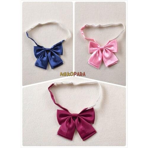 1Piece Classic Double Tie Japanese School Girls JK Uniform Bow Tie Cute Pure Colors Lolita Necktie 3 Colors Cosplay