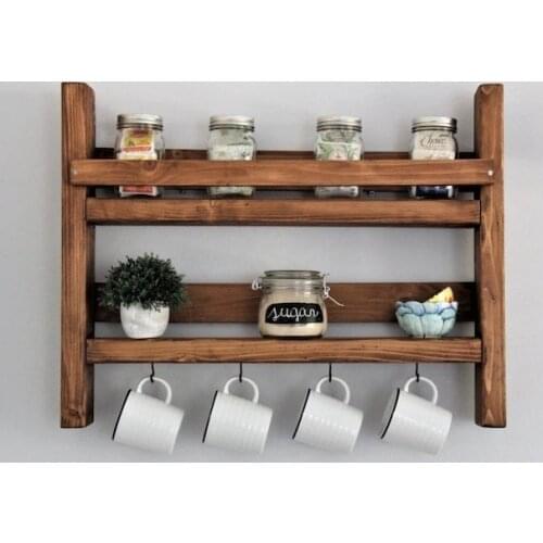 Kitchen Rack Solid Wood Kitchen Spice Rack Cup Rack Terek