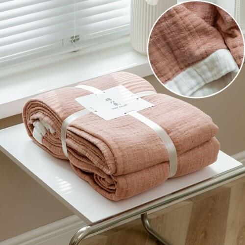 Summer Cozy Muslin Blanket Breathable 4-tier Gauze Towel Blanket Adults Children Home Sofa Cover Blanket Sleeping Quilt