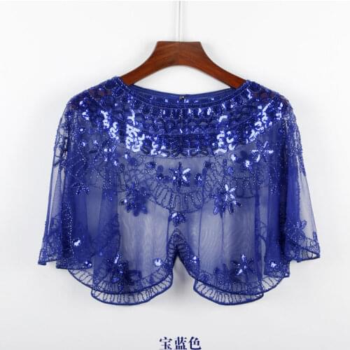 Summer 1920s Shawl Wraps Gatsby Beaded Evening Cape Bridal Shawl Bolero Flapper Cover Up New Lace Sequins 6970