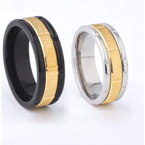 2021 Fashion Designer Mens Jewelry Rotatable Spinner Ring Classic Black Gold Color 8mm Wedding Band Round Rings Women