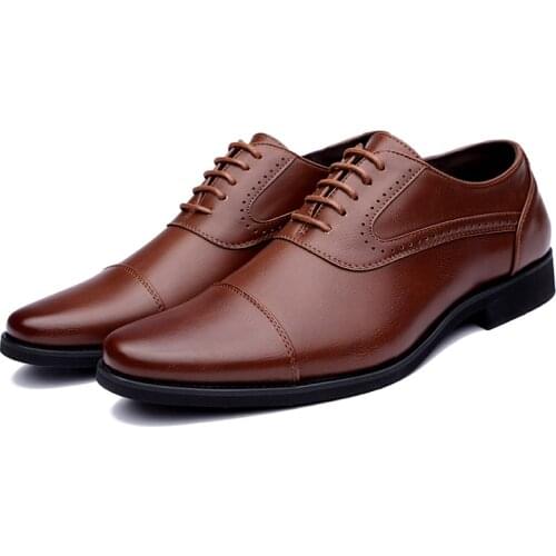 Men Leather Wedding Shoes 2021 Men Dress Shoes Simple Style Quality Men Oxford Shoes Lace-Up Brand Men Formal Shoes