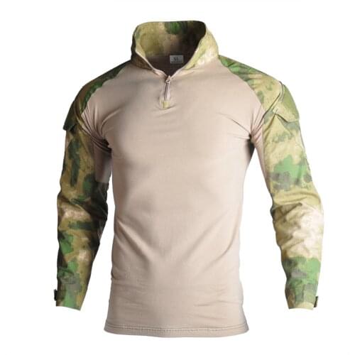 Mens Tactical Combat Shirt Army Military Camouflage Uniform Long Sleeve T-Shirt Tops Airsoft Multicam Hunting Fishing Clothes