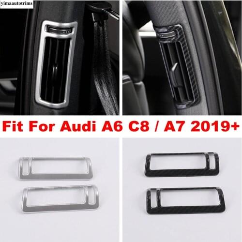 Carbon Fiber Look / Matte Accessories Inner Pillar B Air Conditioning AC Outlet Vent Cover Trim For Audi A6 C8 / A7 2019 - 2021