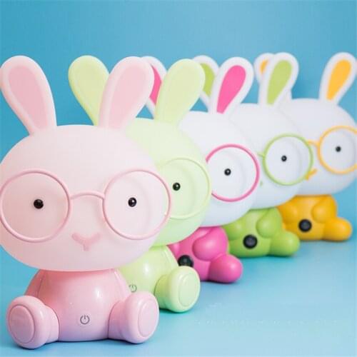 Cartoon Glasses Rabbit Night Lights Childrens Room Bedroom Animal Table Lamp Feeding Bedside Bedroom Night Lamp Led Fixtures