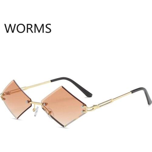 New rimless diamond sunglasses, exquisite metal small frame sunglasses, womens fashionable colorful cut edge Sunglasses