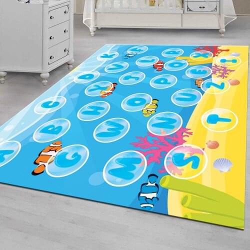 Submarine And Bubbles Patterned Carpet ,Non Slip Floor Carpet,Teens Carpet,Turkish Rug