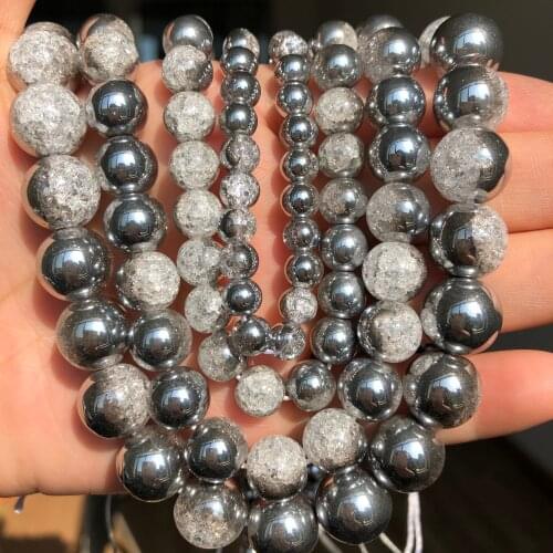 Silver Plated White Snow Crystal Glass Stone Beads Round Loose Spacer Beads For Jewelry Making Diy Bracelet Necklace 6 8 10 12mm