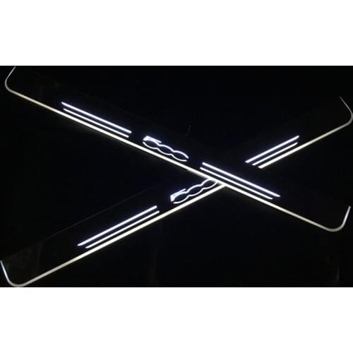 Welcome Pedal Lights For Fiat 500 2010 - 2015 2016 2017 2018 Pedal car Door Sill Pathway Lamps led thresholds scuff plates AUTO