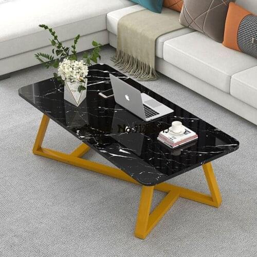 Simple Modern Nordic Marble Tea Table Family Living Room Small Family Square Sofa Side Toughened Glass Tea Table