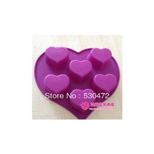6 hole silicone Baking mould soap mould Cake Mold love heart thicken 24.5*23*3.5cm kitchen tools