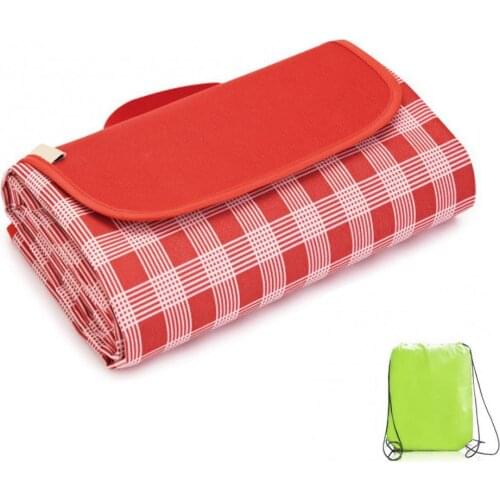 80%HOTPicnic Blanket Foldable Plaid Mat Outdoor Thick with Handle Storage Bag Waterproof Sandproof Moisure-proof Pad Spring Summ
