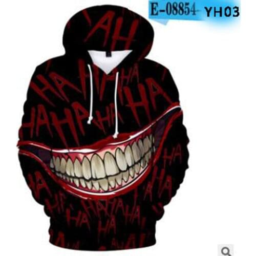 Men Women Hoodies 3D Print Haha Joker Sweatshirt Hip Hop Clothes Streetwear Hooded Boy Girl Sweatshirts For Kids Clothes