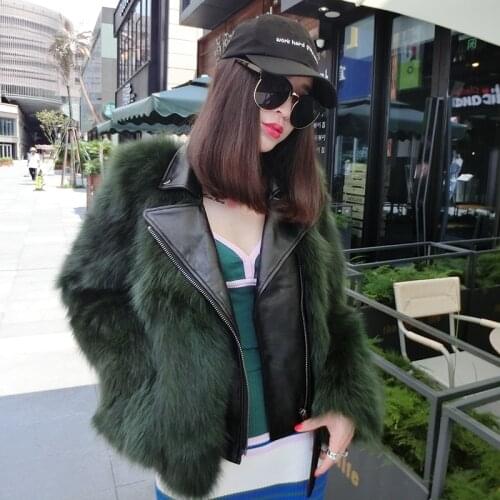 WOMEN Coat Jacket Imitation fox Artificial Fur Grass High Quality Plush+leather Fake Two Pieces Winter women Clothes Warm Fur