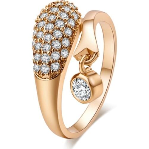 Top Quality Gold Concise Classical CZ Wedding Ring Austrian Crystals pendant ring Jewelry For different occasion DropShipping