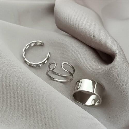 Punk Hip Hop Link Chain Open Rings For Women Men Teen Girls Gothic Imitation Pearl Finger Rings Party Jewelry Adjustable