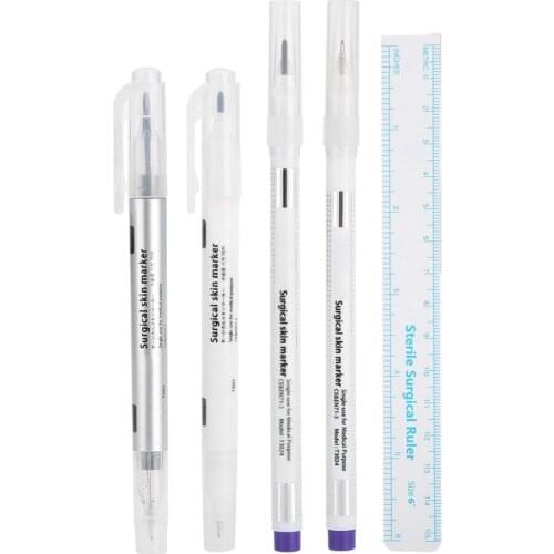 3 Types Surgical Skin Marker for Eyebrow Skin Marker Pen Tattoo Skin Marker Measure Measuring Ruler Set Tool