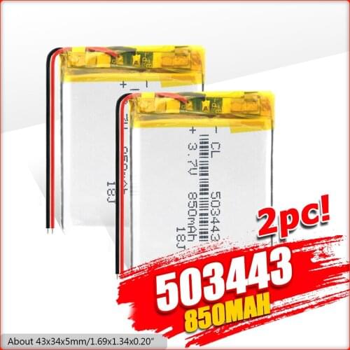 1/2/4 Pcs 3.7v 503443 Lithium Ion Polymer Battery Rechargeable 850mAh Batteries For Pos Machine Driving Recorder DVD MID PSP PDA