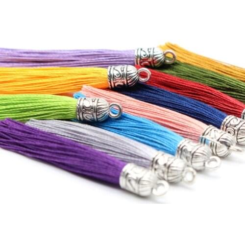 10Pcs 60mm Jewelry tassel metal cap decoration custom polyester bookmark hanging ear car pendant diy earring clothing spikes