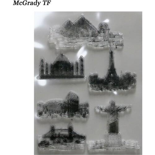 1PCS Landmark Building Clear Stamps Transparent Clear Silicone Stamps for DIY Scrapbooking/Card Making Decoration Supplies