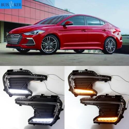 2pcs LED DRL Daytime Running Lights Fog Lights For Hyundai Elantra sport 2016-2019 Car Front Bumper Fog lamps Turn Singal