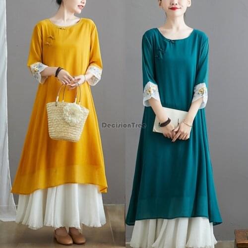 2021 retro chinese style floral print cheongsam dress traditional chinese dress qipao elegant party dance costume oriental dress