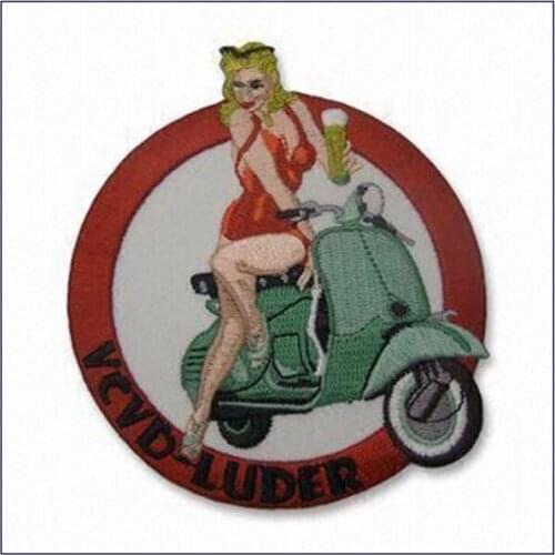 3", Emb 80%, Embroidered Patch with Printed Logo and Fire-retardant Fabric, MOQ50pcs,free shipping