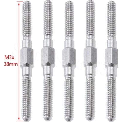 5pcs/Lot M3 X 1.5" (38mm) Basher Double Thread End Tight Steel Push Rod Hex CW / CCW For RC Car Airplane