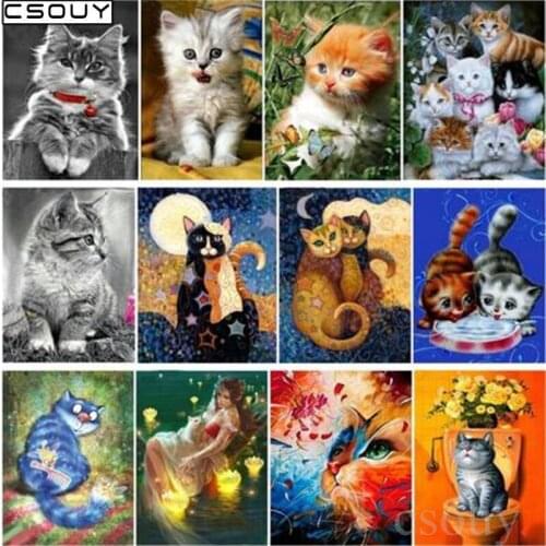 5D Diy Diamond Embroidery Game Of Kittens Diamond Painting Cross Stitch Full Square & Round Drill Mosaic Decoration Stickers Kit