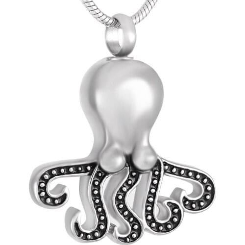 9304 Free Funnel!!! Octopus Cremation Urn Pendant Male Charm 316L Stainless Steel Ashes Urn Keepsake Jewelry Mans Necklace