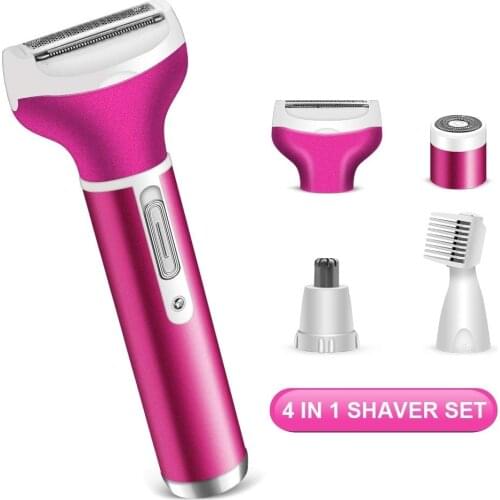 4 In 1 Women Electric Shaver 4 In 1 Rechargeable Cordless Waterproof Lady Epilator Personal Groomer Trimmer Body Hair Removal