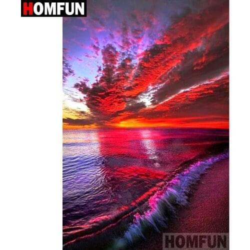 HOMFUN Full Square/Round Drill 5D DIY Diamond Painting "Sunset scenery" 3D Diamond Embroidery Cross Stitch Home Decor A18503