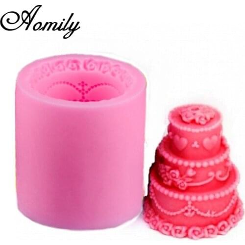 Aomily 3D Wedding Cake Cake Fondant Mold Handmade Candle Soap Silicone Mould Kitchen Craft Cake Baking Decorating Bakeware Gift