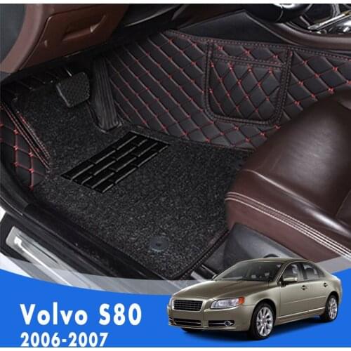 Car Floor Mats For Volvo S80 2007 2006 Luxury Double Layer Wire Loop Foot Pedal Carpets Car Interior Accessories Custom Rugs